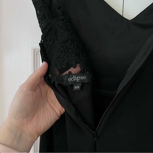 Black Midi Dress with Front Slit - Picture 9 of 12